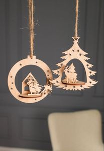 Farmhouse Wooden Christmas <b>Hanging</b> <b>Ornament</b> Ideal For Cozy Winter Ambience And Rustic Holiday Season Decorations - Product Image 6