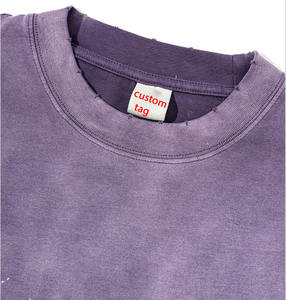 Logo personnalisé Streetwear T-shirt pour homme en coton épais surdimensionné T-shirt graphique de haute qualité imprimé marron délavé à l'acide pour hommes - Product Image 4