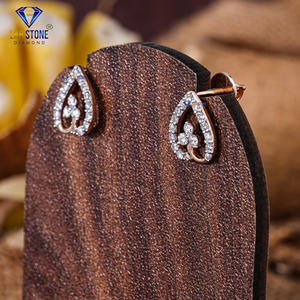 Pendiente de oro rosa con diamantes de corte redondo TDW 0,43 de Labstone/Color DE LA EF-VS - Product Image 3