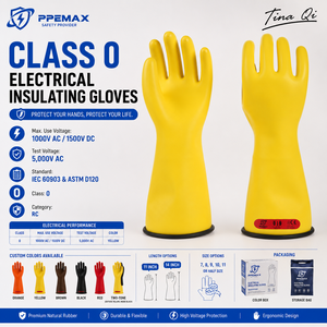 Gants isolants en caoutchouc 1000V CA, classe 0, couleur jaune, conformes aux normes, prévention des chocs électriques, gants pour lignes sous tension - Product Image 6