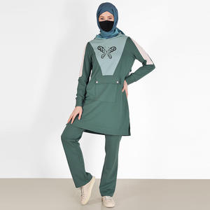 High Quality Autumn Warm Casual Hooded Button Muslim Sportswear Sweat Suit Tracksuits Islamic Clothing <b>for</b> <b>Women</b> - Product Image 1