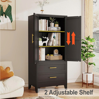 Gabinete de almacenamiento de metal con 2 puertas, estantes ajustables y cajones. Ideal para oficina en casa, dormitorio, organización de sala de estar.