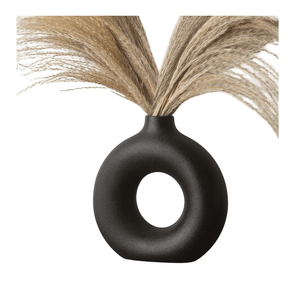 Jarrón Decorativo Geométrico Negro Hueco con Detalles Metálicos y Diseño Artístico para Decoración del Hogar Contemporánea de Lujo - Product Image 6