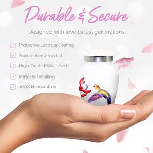 Urnas de colibrí blancas-Mini urnas blancas Juego de 4 con caja y bolsas premium-Pequeñas urnas de recuerdo para cenizas humanas-Honor Your - Product Image 3