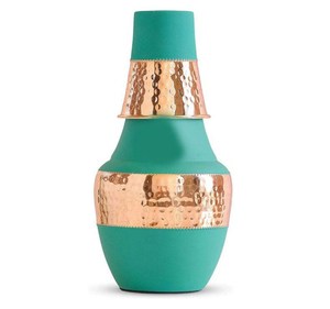 High Quality Pure Copper Bedroom <b>Bottle</b> with Inbuilt Glass Premium Packaging, Ayurvedic Copper Vessel, Made in India <b>Metal</b> - Product Image 1
