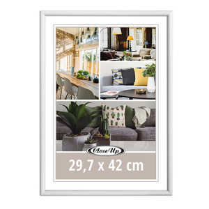 Cadre photo simple en plastique blanc DIN A3 29,7 x 42 cm avec verre, bois, papier PS, taille personnalisée, décoratif - Product Image 2