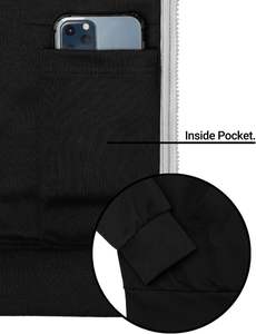 Elegante Sudadera ligera con cremallera y manga larga hecha a mano de algodón y poliéster chaqueta con capucha para mujer ribetes acanalados puños - Product Image 4