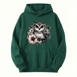 เสื้อฮู้ดพิมพ์ลายกราฟิกแบบกำหนดเอง สไตล์ลำลอง ไหล่ตก ทรงโอเวอร์ไซส์ ผ้าฝ้ายนุ่ม ราคาขายส่ง เสื้อฮู้ดผู้หญิง - Product Image 2