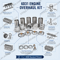 Kit de chemises de cylindre ME012858 6D31, ensemble de chemises de cylindre, piston et segments de piston pour kit de révision et de reconstruction de moteur d'excavatrice, pièces de rechange