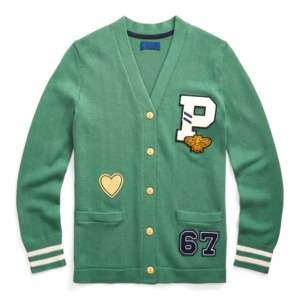 Haute qualité unisexe conçu sur mesure col en v tricoté Cardigan pull brodé grec collège vêtements hiver Style décontracté avant - Product Image 1