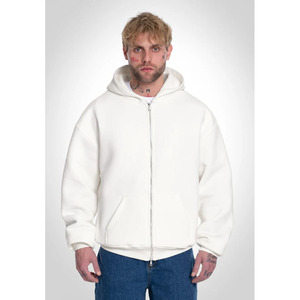 Sweat à capuche personnalisé de haute qualité en tissu polaire 100% coton couleur blanche motif solide sérigraphie pull à capuche pour hommes vente en gros - Product Image 1