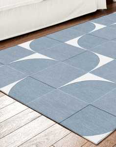 Tapis KNOT Tapis géométrique bleu moderne de meilleure qualité Tapis contemporain 9x12, 6x9, 6x10, 5x8 Tapis brodé - Product Image 3