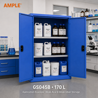 Armoire de stockage de produits chimiques corrosifs 170L (45 gallons) en acier bleu à double porte, armoire de sécurité pour acides faibles et alcalis, fournitures de laboratoire