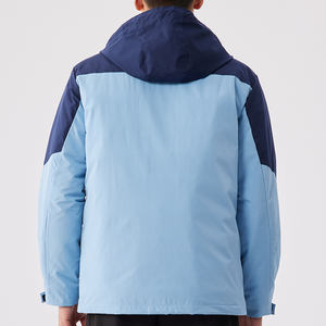 Chaqueta de tela cálida gruesa con diseño de dos tonos de invierno de Venta caliente con capucha chaqueta cortavientos con bolsillo y cremallera para hombres - Product Image 3