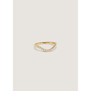 Lara Vintage Trendy Curved Pav <b>Ring</b> <b>Gold</b>-Plated Brass Gemstone Geometric Diamond <b>Set</b> Inlay for Engagement - Product Image 1