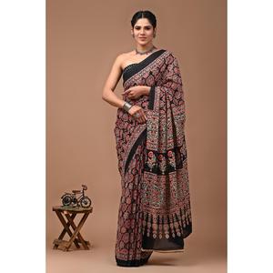 ผ้าซารีแบบจัยปุรี บาเนราซี ผ้าเน็ตจอร์เจตต์เนื้อนุ่มแต่หนา ปักลายด้วยผ้ามูลมูลคอตตอน สไตล์ชาติพันธุ์สมัยใหม่ ราคาประหยัด ของแท้ - Product Image 1