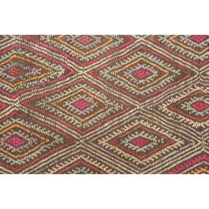 Vintage 5x6 ft Rug, Area Turkish Rug, <b>Brown</b> Pink Check Rug - Product Image 3