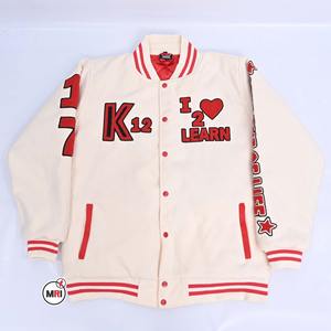 Chaqueta universitaria con cremallera de invierno al aire libre con letras de béisbol bordadas de alta calidad de fabricante personalizado para hombre - Product Image 1