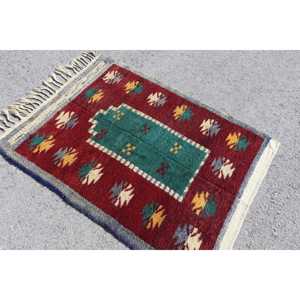 พรมขนาด 3.6x4.8 ฟุต, พรมวินเทจตุรกี, พรมขนสัตว์สีแดง - Product Image 1