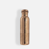 Bouteille à boire directement en cuivre pur de haute qualité, design poli brillant, couvercle avec revêtement anti-corrosion, style américain pour le camping