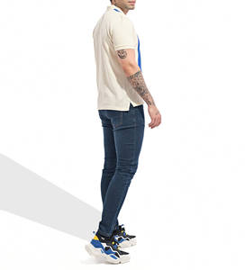 Polo de algodón 100% para hombre, forro azul y blanco de manga corta, contraste con personal de alta calidad a bajo precio, Polo para hombre - Product Image 3