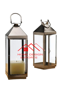 Linterna de metal con acabado dorado de diseño de lujo de Venta caliente con linterna de metal de vidrio transparente Linterna de metal de Venta caliente al por mayor - Product Image 3