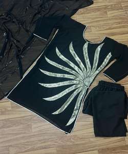 Magnifique motif, nouveau designer, multicolore, dernière collection, costume ethnique en coton et soie mélangés pour mariage et fête, avec shalwar kameez - Product Image 3