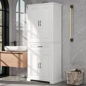 THLC - 0097 New Modern Design White Tall Storage Cabinet with Drawer and Doors Luxury Furniture