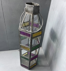Farol de Vela para Decoración del Hogar, Hecho a Mano, Multicolor, de Hierro y Vidrio - Product Image 1