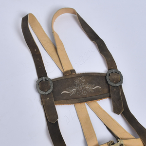 Men Genuine Cowhide Suede Leather Lederhosen Shorts High Street Wear Lederhosen Leather Embroidered Leather Shorts For Men - Product Image 4