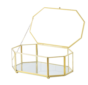 Joyero de cristal más vendido, diseño elegante, marco dorado, joyero de cristal de Metal, joyero caro, caja decorativa - Product Image 5