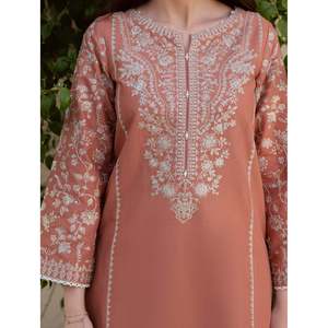 Chemise en tissu lawn brodée de sequins, 2 pièces, manches 3/4 - BIC-238 - Product Image 4