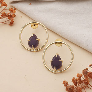 ต่างหูชุบทองสเตอร์ลิงหรูหราคลาสสิกสีสดใสสำหรับใส่ในตอนเย็นทุกวัน - Product Image 1