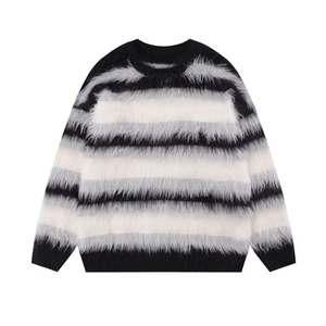 Custom Logo Front Knitted <b>Cardigan</b> Acrylic <b>Sweater</b> High Quality Breathable Warm Fluffy <b>Long</b> Sleeve - Product Image 2