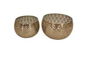 Juego de 2 Portavelas Redondos con Recubrimiento Dorado, Diseño Moderno, para Velas de Té, Iluminación de Fiestas, Decoración de Interiores - Product Image 1