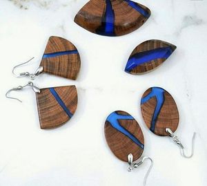 ต่างหูสุดฮอตสีทองฟอยล์สีดำสีขาวเรซินรูปร่างหัวใจทรงสี่เหลี่ยมทรงกลมทำจากไม้เรซินต่างหูทรงหยดน้ำ - Product Image 3