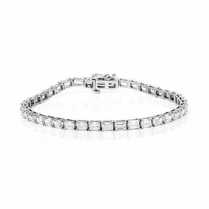 Pulsera de Tenis de Plata de Ley con Diamantes de Corte Esmeralda para Mujer - Product Image 1
