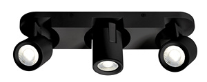 Bande lumineuse à 3 lumières en aluminium noir GU10 de la série Tonik (Jueric 10298) - Product Image 1