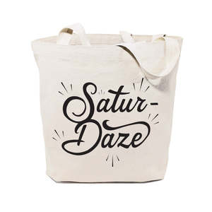 Weekend Saturdaze Cotton Canvas Tote Bag Open Closure Solid Color Pattern - Product Image 1
