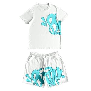 À la mode hommes été personnalisé lettre confortable respirant col rond T-shirt short ensemble extérieur décontracté deux pièces ensemble - Product Image 6