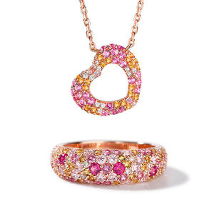 Juego de Joyería de Plata de Ley con Corazones Multicolores Jeulia Donuts of Love con Circonita - Product Image 1
