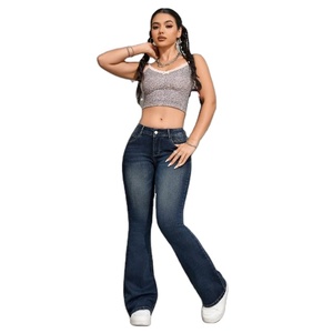 Y2k Women's Casual High Quality Green Tint Breathable <b>Boot</b> Cut Jeans Customizable Regular Fit Denim <b>Pants</b> Stretch High Waist - Product Image 1