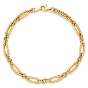 Leslie's Polished 10K White and Rose Gold Fancy Link Bracelet with Diamond Pearl Rhodium Plated Religious Style <b>Charm</b> <b>Bangles</b> - Product Image 4