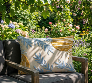 Housse de coussin vintage personnalisable en coton 100 % écologique à motif floral, style abstrait indien, avec fermeture éclair - Product Image 3