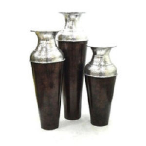 ชุดแจกันดอกไม้โลหะเคลือบสีเงิน2ชิ้นพร้อมกระจกสำเร็จรูปเหมาะสำหรับตกแต่งบ้านและที่ปลูกต้นไม้บนโต๊ะดีไซน์คลาสสิก - Product Image 3