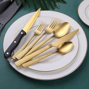 Matte Gold Stainless Steel Square Flatware Set With Steak <b>Knives</b> for 8 Food-Grade Tableware Cutlery Set Includes <b>Dinner</b> <b>Knives</b> - Product Image 2