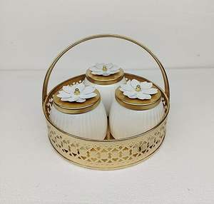 Ensemble cadeau de pot de récipient jetable avec la conception de Meenakari comprenant le panier et la boîte ovales en métal pour l'usage d'autocollant de retour - Product Image 4