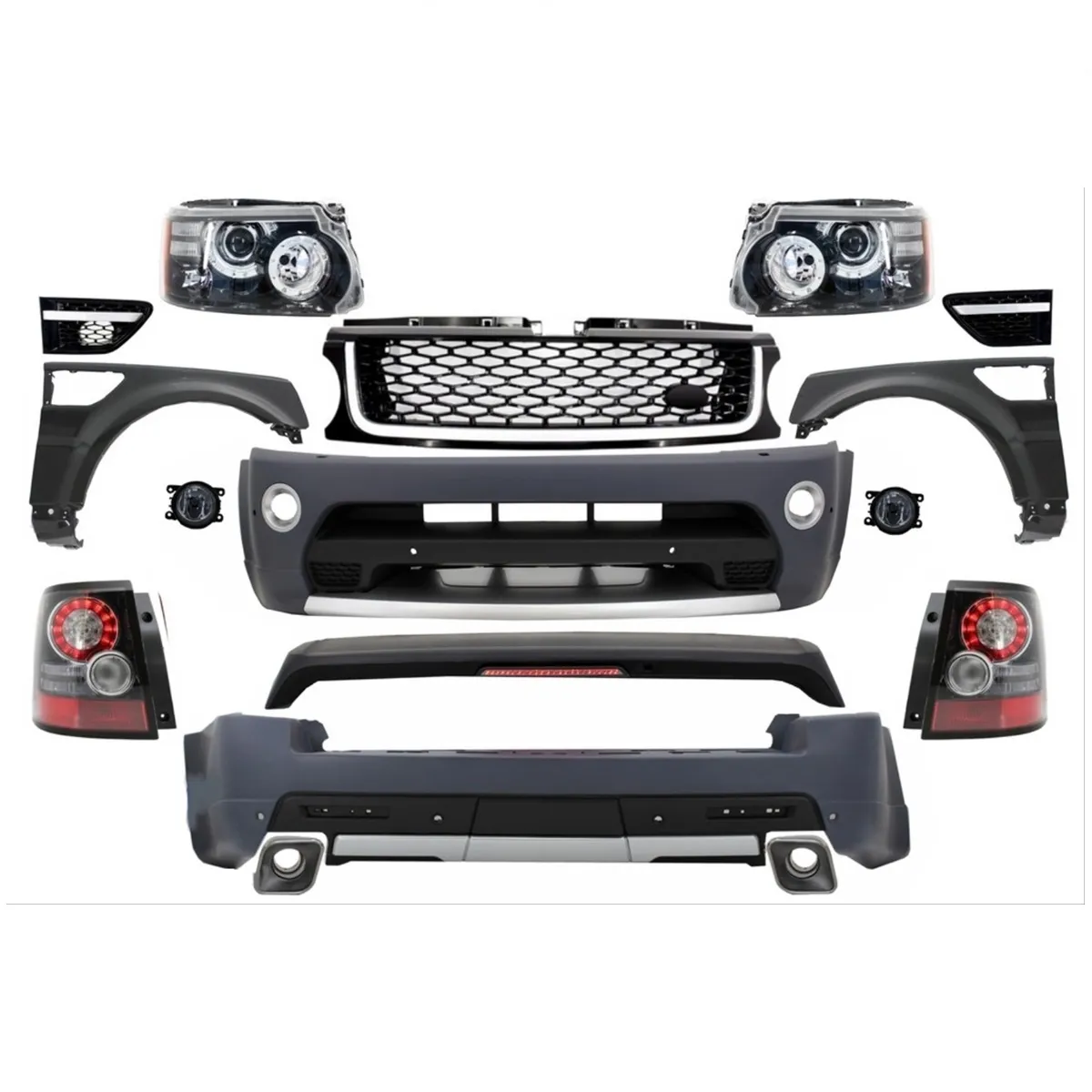 Accessoires de voiture pare-chocs avant arrière Grill Facelift PP matériel Kit de carrosserie pour Range Rover Sport L320 autobiographie 2005 + 2013