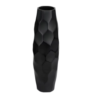Vase à fleurs en aluminium sur pied, prix direct fabricant, finition martelée noire thermolaquée, décoration intérieure, vente en gros de vases métalliques - Product Image 2