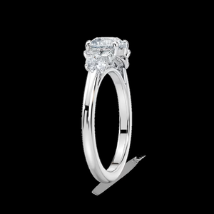 Bague de fiançailles halo en diamant de laboratoire rond de 2,00 CTW, sertie classique à griffes, bande pavée en or massif 14 carats, bague de mariée pour femmes - Product Image 3